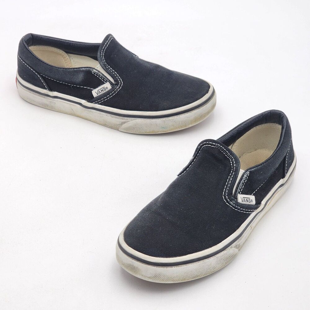 Vans Kids Classic Slip On Shoe Sneakers Black White Unisex Little Kid's Size 2